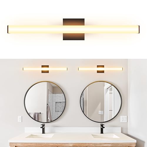 Ultralux Slim LED Vanity Light Bar - Wall Mounted, TRIAC Dimmable, Modern Bathroom Mirror Light - 14.5 W, 3000K (24 inch - 1 Pack, Black)