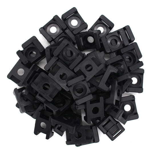 100Pcs Cable Tie Mount Base, 9mm Saddle Cable Mounts, 0.75in Cable Tie Saddle Base, Plastic Saddle Type Mount, Screw Wire Bundle Holder Base for Home