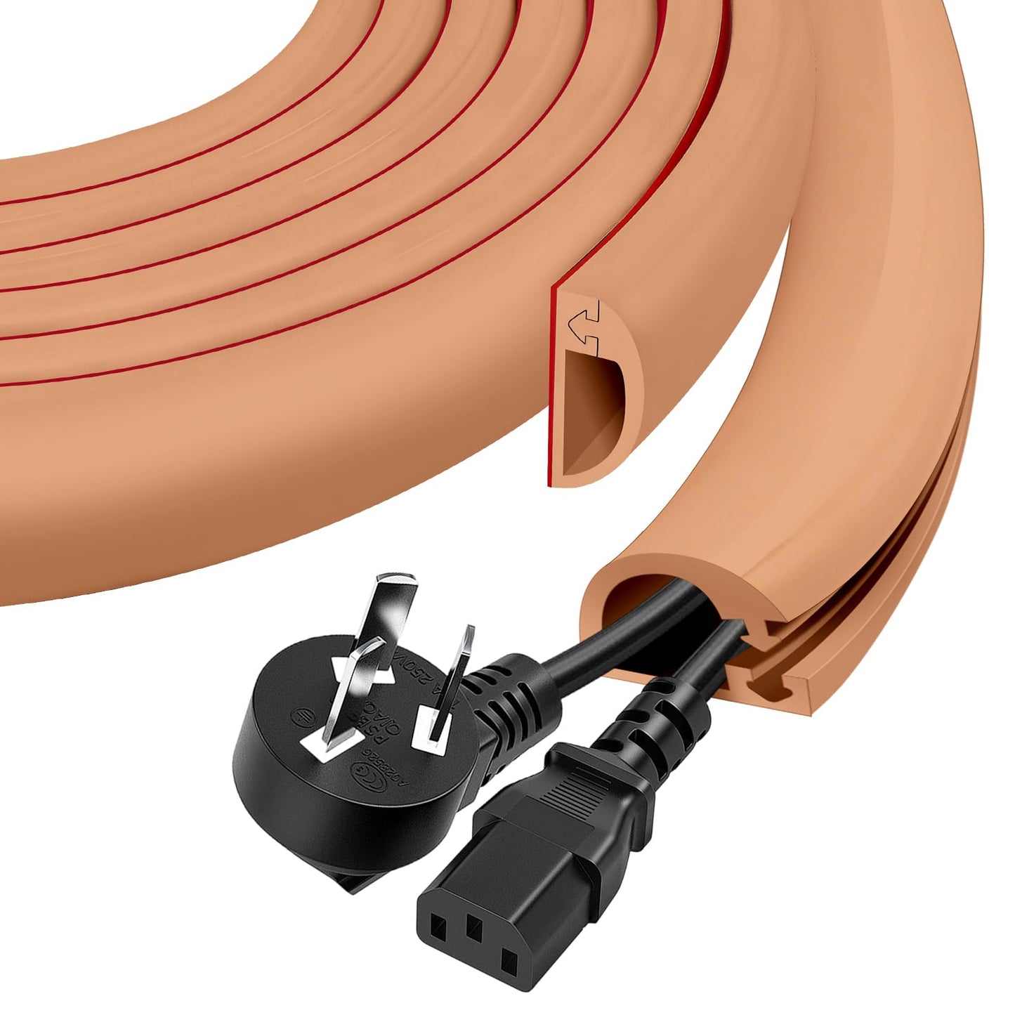 Wall Cord Hider, Flexible Self-Adhesive Wire Cover, Side-Open Cable Raceway for Cords on Wall, Cord Concealer for Mounted TV, Home Theater & Office