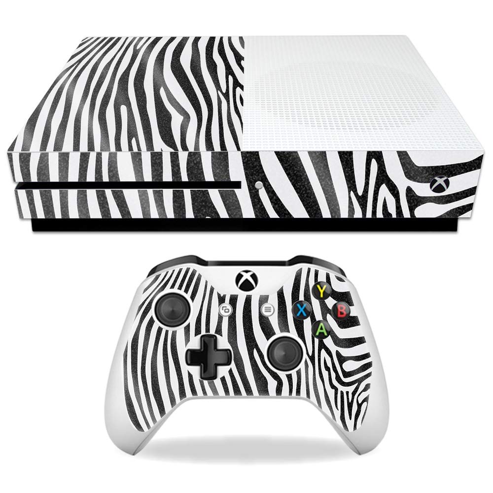 MightySkins Glossy Glitter Skin for Microsoft Xbox One S - Black Zebra | Protective, Durable High-Gloss Glitter Finish | Easy to Apply, Remove,