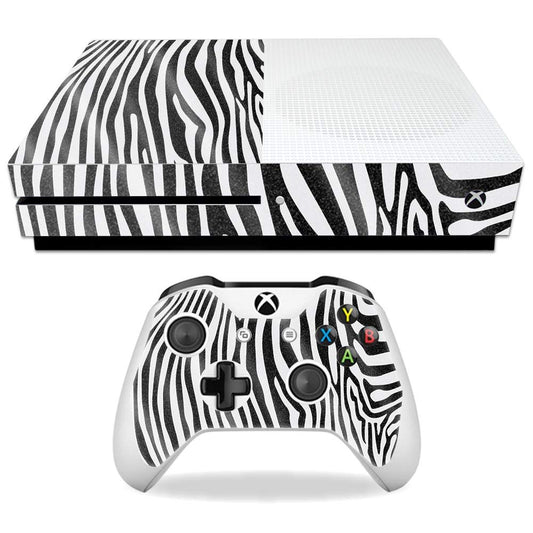 MightySkins Glossy Glitter Skin for Microsoft Xbox One S - Black Zebra | Protective, Durable High-Gloss Glitter Finish | Easy to Apply, Remove,