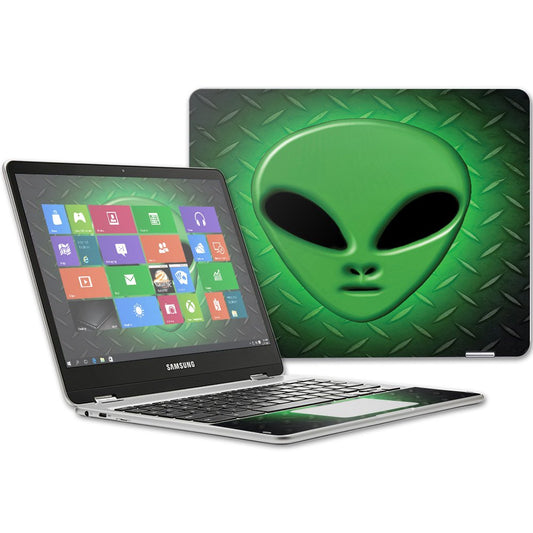MightySkins Skin Compatible with Samsung Chromebook Plus 12.3"(2017 - Alien Invasion | Protective, Durable, and Unique Vinyl wrap Cover | Easy