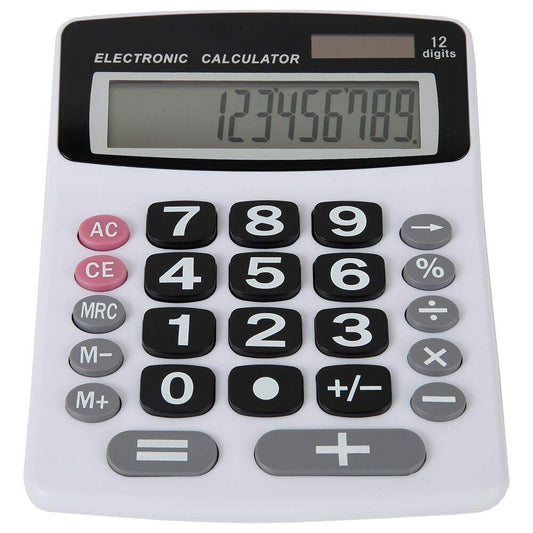 Lily' Home Jumbo 12 Digit with Solar Power, Large LCD Display - Desktop Calculator, Dual Power, Large Button Design, Battery Operation, Easy-to-Read