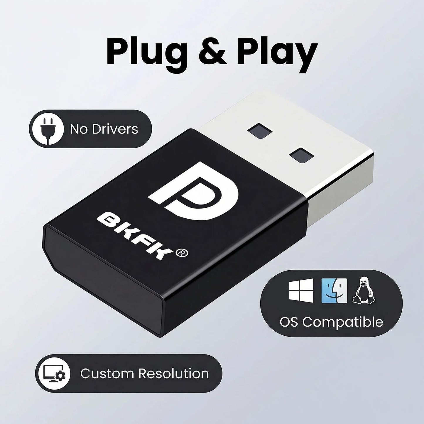 BKFK DP 4K 60Hz DisplayPort Headless Dummy Plug - Supports 1080p-120Hz EDID Emulator Dongle 60Hz for Crypto Mining, Remote Servers, and Virtual
