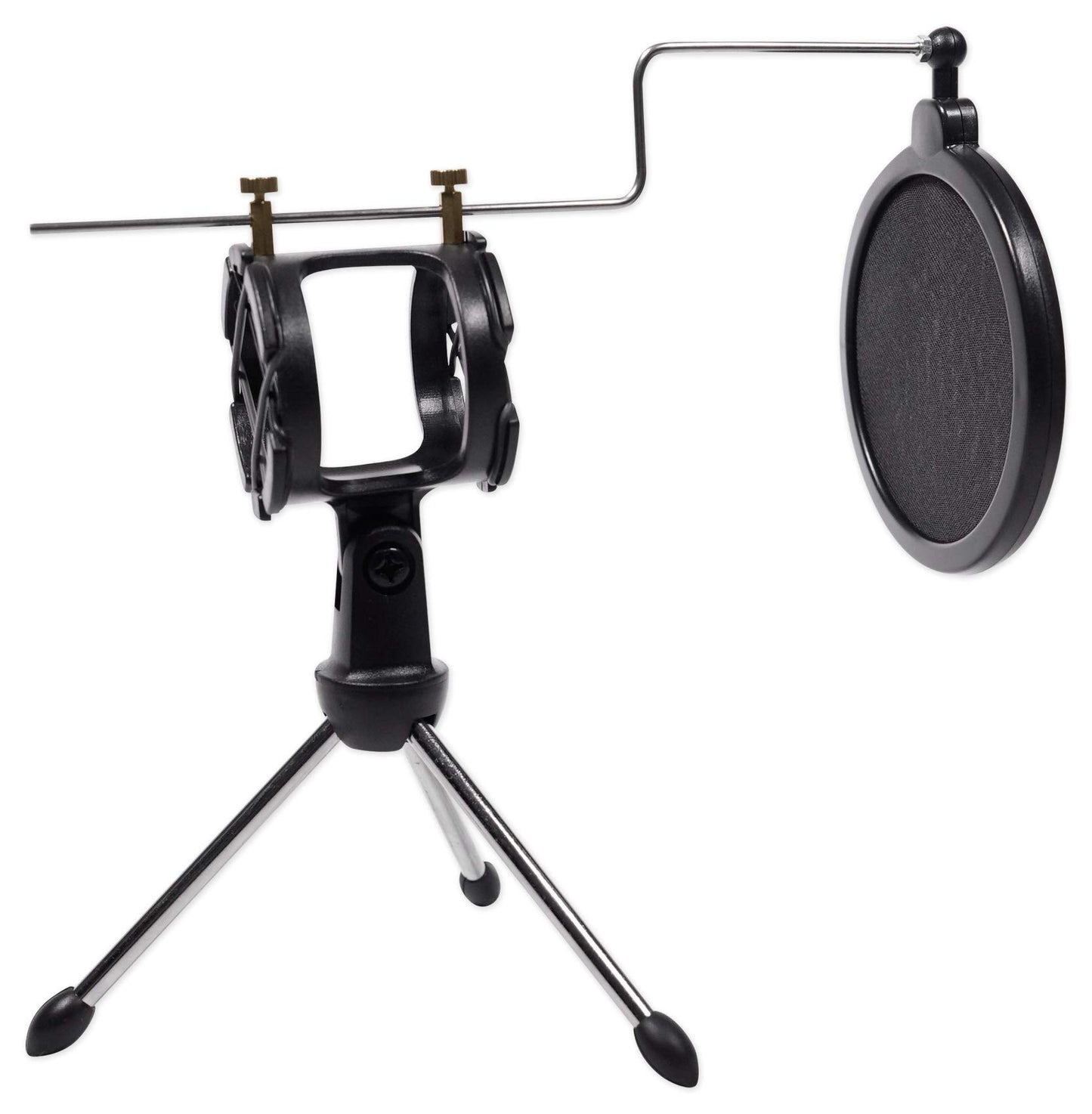 Rockville RTMS21 Dynamic Desktop Tripod Microphone Stand with Shock Mount and Pop Filter, Adjustable Angle, Durable, Lightweight, Ideal for