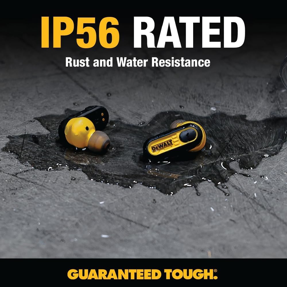 DEWALT Heavy Duty True Wireless Ear Buds, Bluetooth, Black Edition