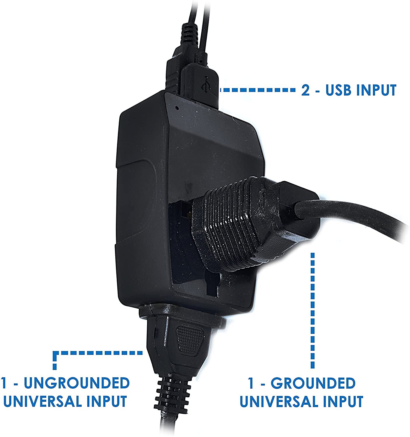 Ceptics US Adapter Power Plug Ceptics - EU European to USA American Socket Travel Outlet - Grounded Universal Input - Dual USB - 4 in 1, Black…