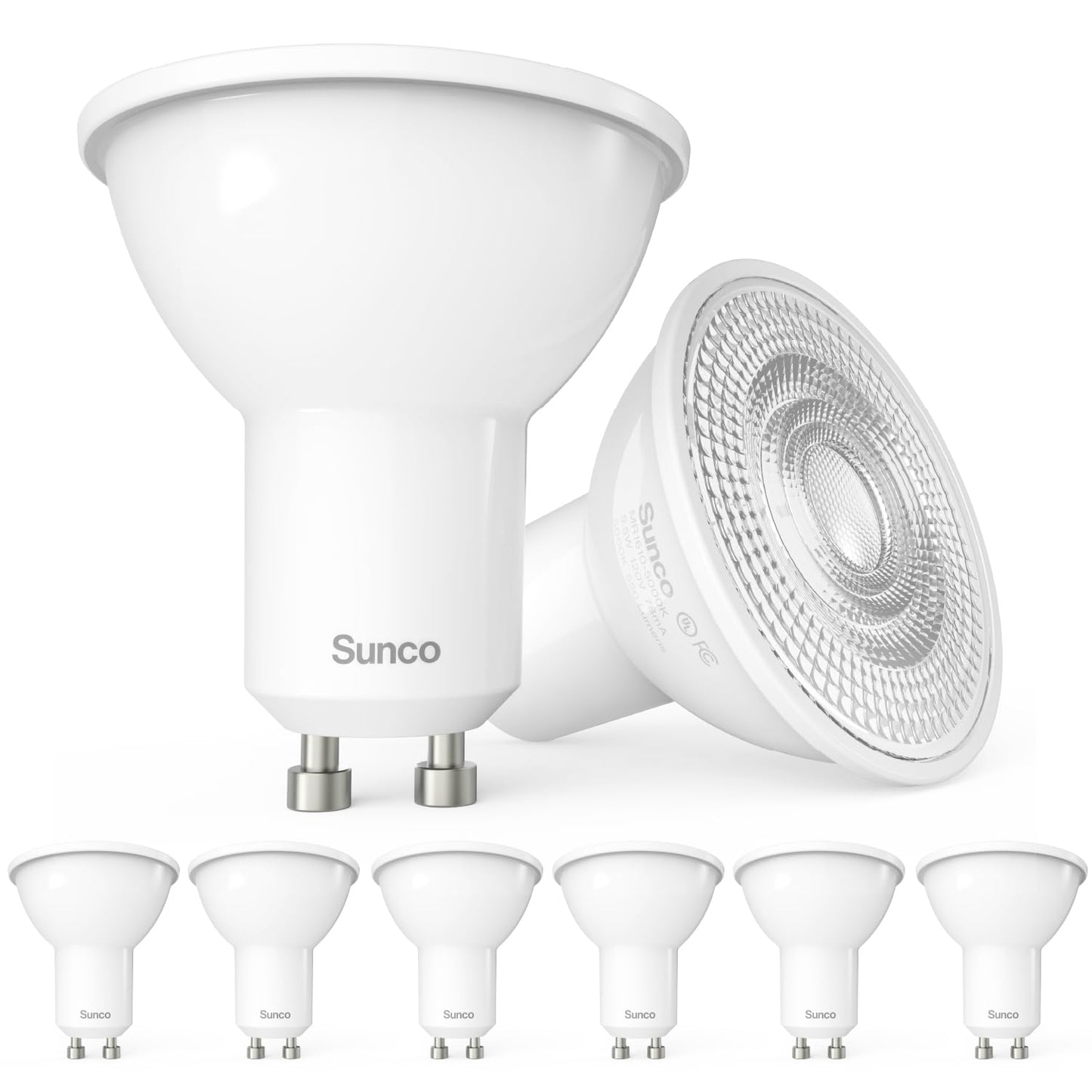 Sunco 6 Pack MR16 Two Pin LED Light Bulbs, 5.5W=50W, Dimmable