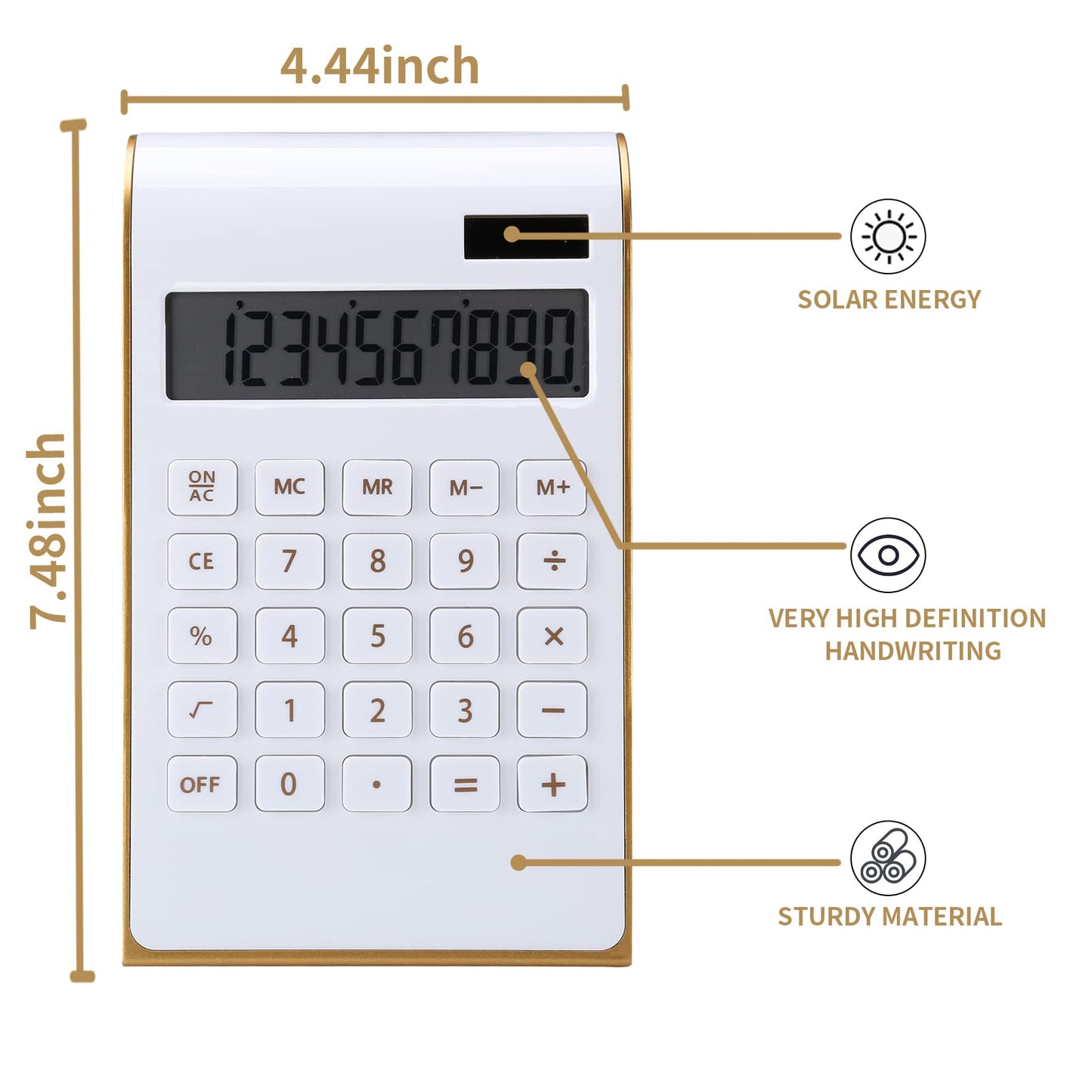 Artyea Calculator, Slim Elegant Design, Office/Home Electronics, Dual Powered Desktop Financial Calculator, Solar Power, 10 Digits, Tilted LCD