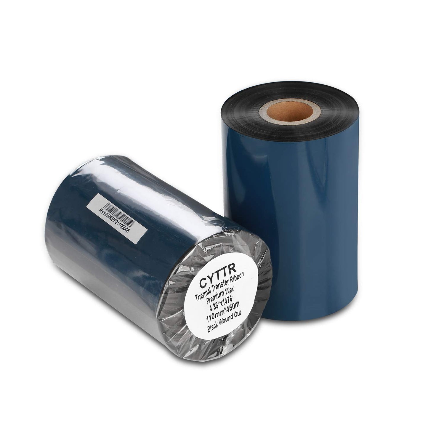 CYTTR Thermal Transfer Ribbon - Premium Wax Printer Ribbon 1" Core Ink Out- 1 Roll (4.33" x 1476') 110mm450m for Zebra