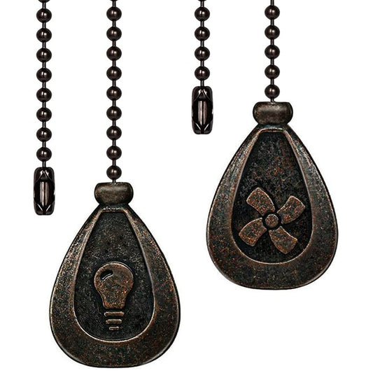 Akahttbn Ceiling Fan Decorative Ornaments 12in Walnut Black Color Pendant Pull Chain Fan Extension 2 Pcs (Copper Chain)