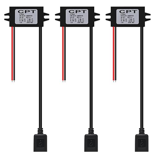 AITRIP 3Pack 12V DC to 5V 3A USB Female Converter Adapter Buck Module Regulator Car Power Converter