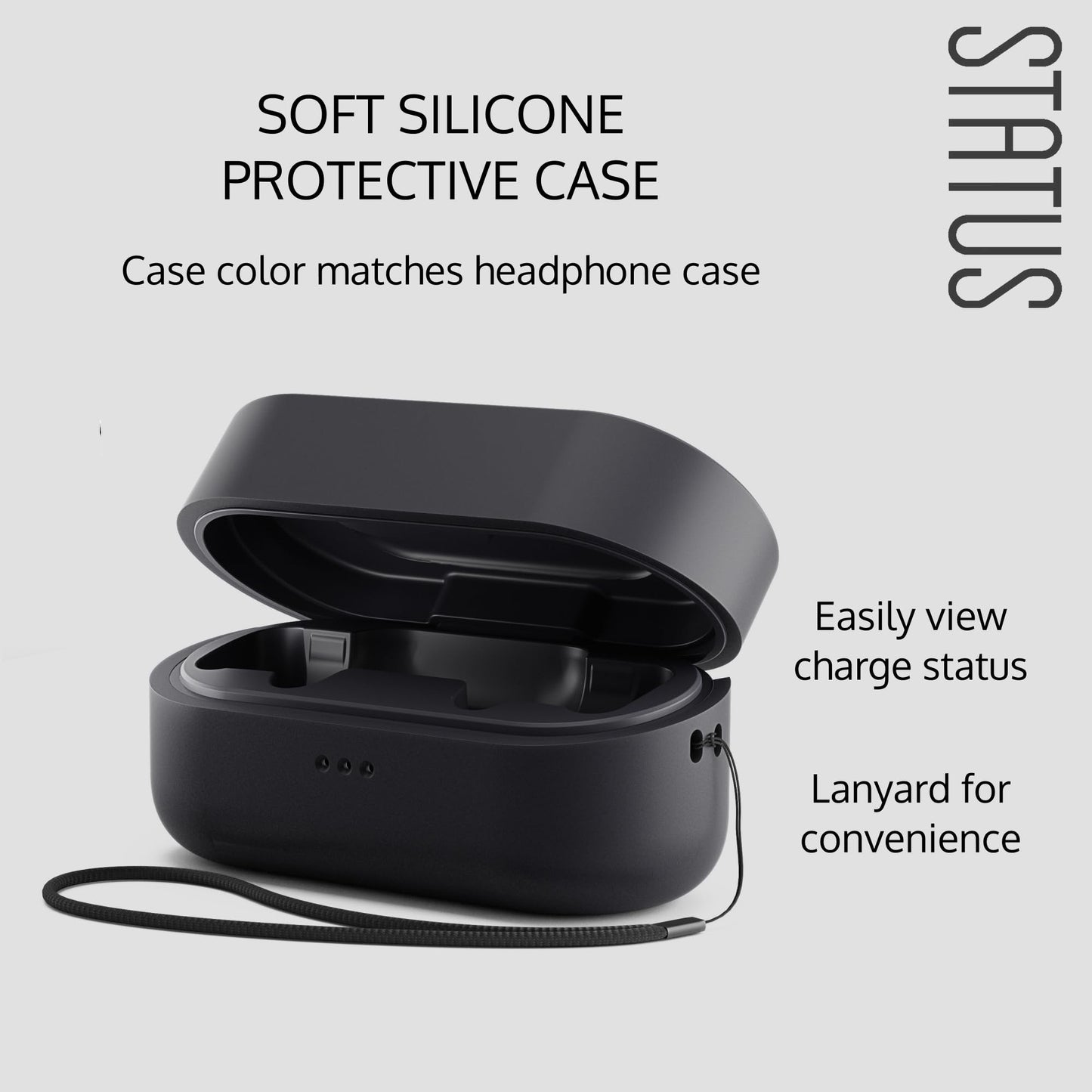 Status Audio Silicone Protective Case Cover for Headphones - for Between 3ANC Earbuds [Onyx (Black)]