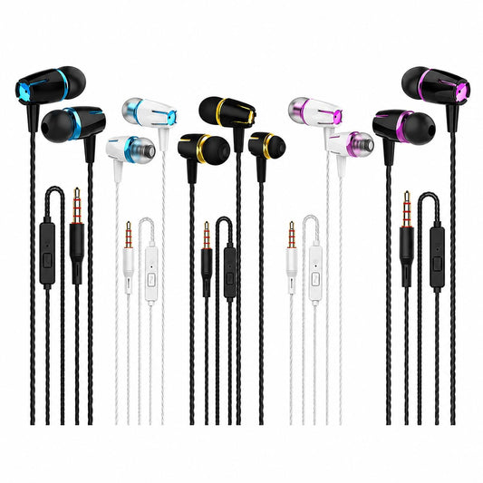 Kamon 5 Pack Earbuds Headphones with Remote & Mic, Earphones Wired Stereo in-Ear Bass for iPhone, Android, Smartphones, iPod, iPad, MP3, Fits All