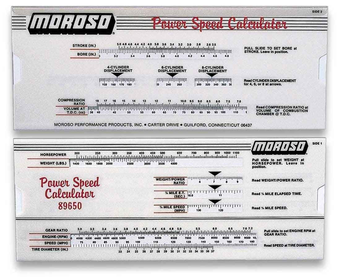 Moroso - 89650 POWER-SPEED CALCULATOR