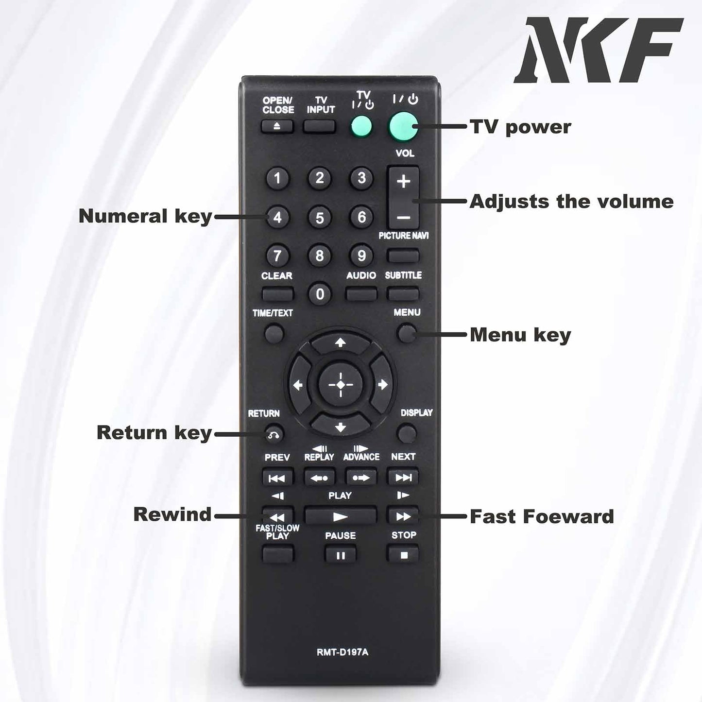 RMT-D197A for Sony DVD Player Remote: Replacement Sony DVD Remote for Sony DVP-SR510H DVP-SR210 DVP-SR210P DVP-SR510 DVP-NS57P DVP-NS710H