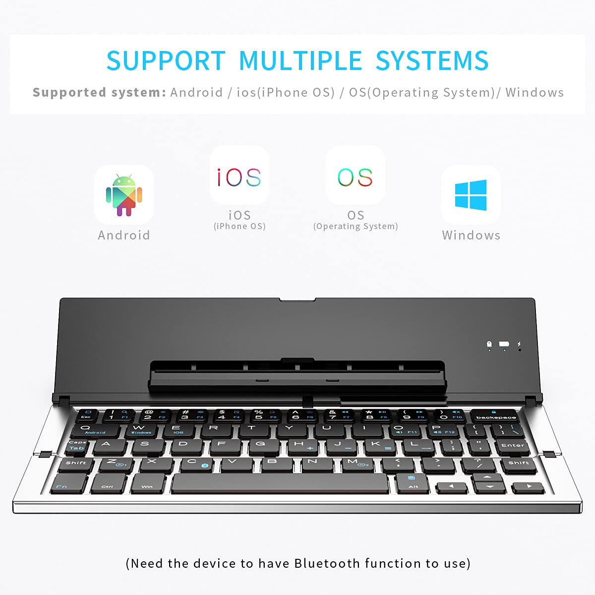 Geyes Bluetooth Keyboard Foldable, Portable Folding Wireless Keyboard with Portable Pocket Size, Aluminum Alloy Housing for iPhone,iPad