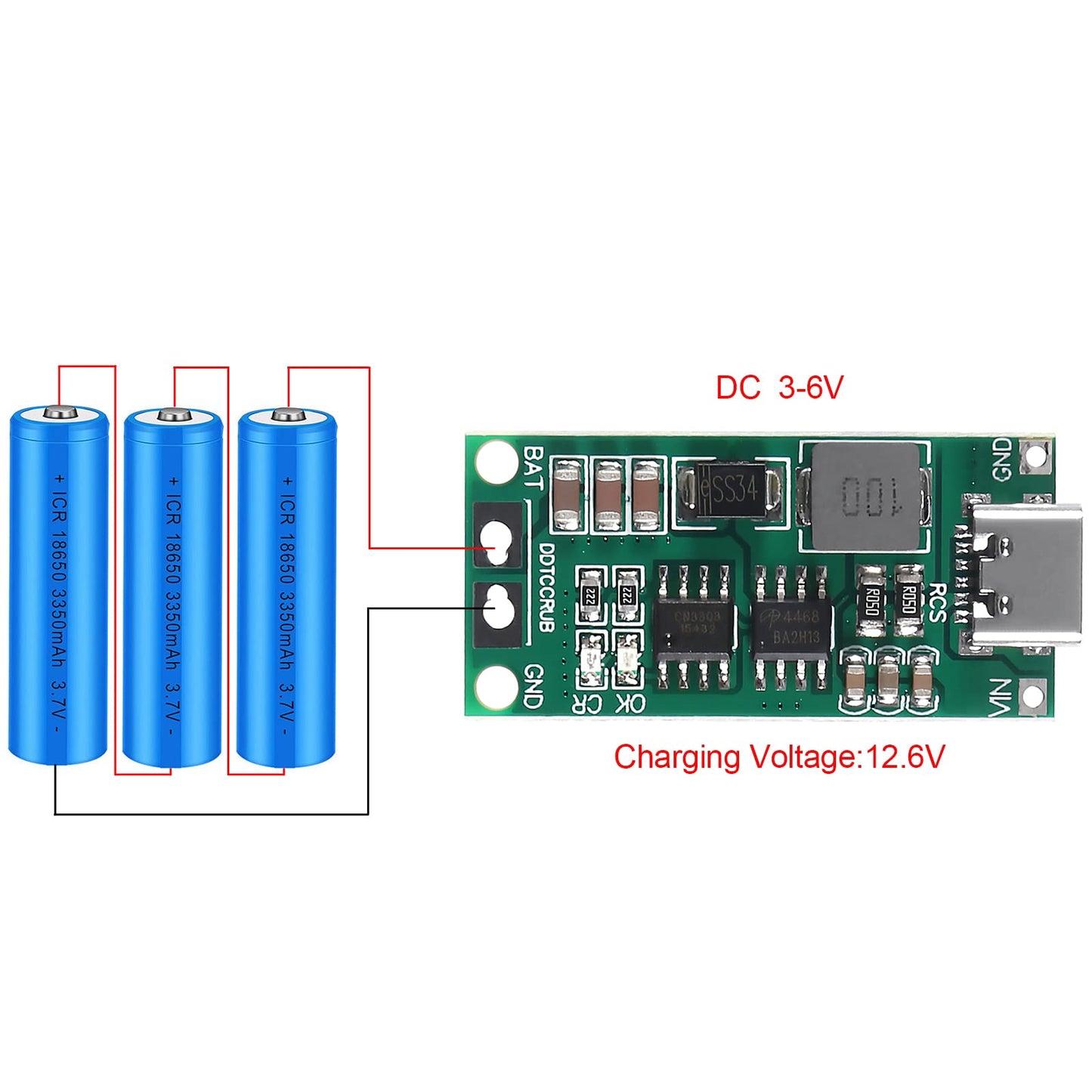 ATNSINC 2PCS Multi-Cell 2S 3S 4S Type-C USB Boost Converter to 8.4V 12.6V 16.8V Step-Up Power Module LiPo Polymer Li-Ion Charger Protection Board (3S…