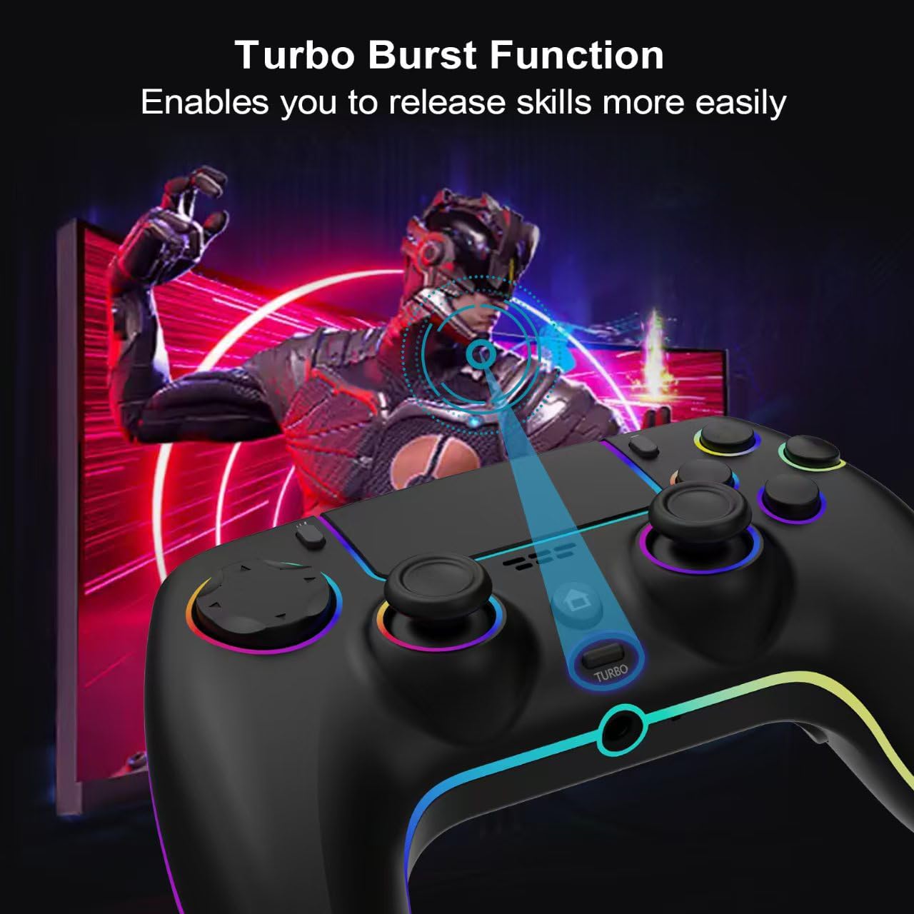 SZDILONG Wireless Controller with 7 Colors RGB Light for PS5 Pro/Slim,MAC,iOS,Steam,PC Windows/Android 10 and Above,Support