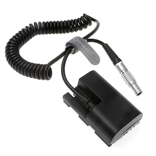 Uonecn LP E6 Dummy Battery to 2 pin Male Spring Power Cable for SmallHD 501 502 702 Monitor and Canon 5D Mark II 7D 60D