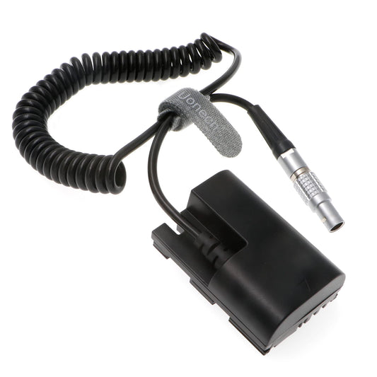 Uonecn LP E6 Dummy Battery to 2 pin Male Spring Power Cable for SmallHD 501 502 702 Monitor and Canon 5D Mark II 7D 60D