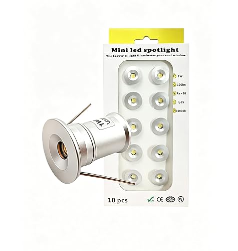 10 Pack Mini LED Spot Light Patio Waterproof IP651W12V Warm White 3000K Under Cabinet Cutout 15mm Recessed Downlights Indoor Sauna Stairs Step