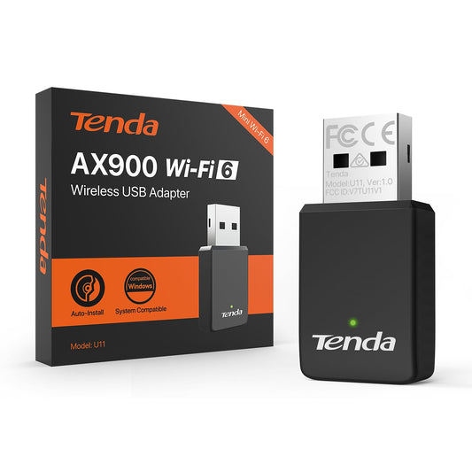 Tenda WiFi Adapter for Desktop PC, AX900 USB WiFi Adapter with Dual Band 600Mbps 5GHz/ 286Mbps 2.4GHz, Built-in Driver for Windows 11/10/7, USB WiFi