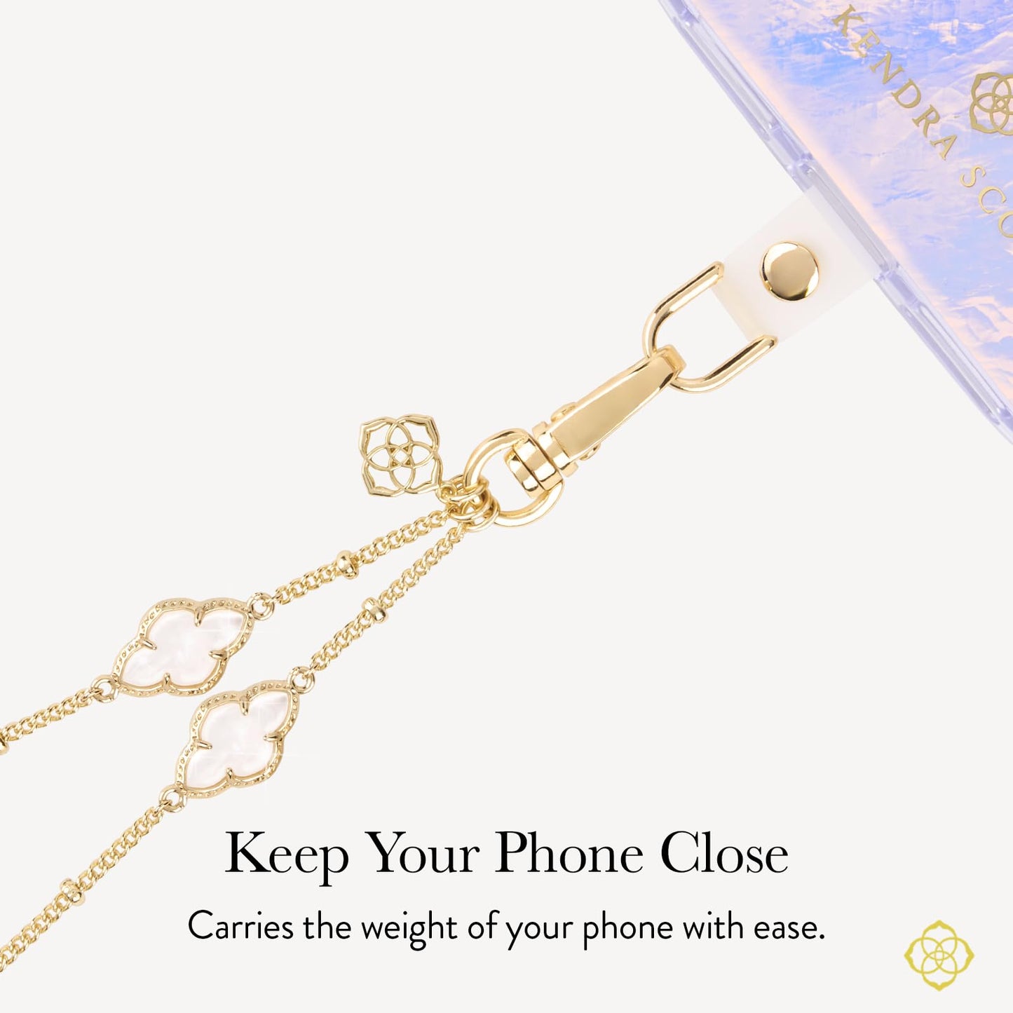 Kendra Scott Phone Charm Wrist Strap - Detachable Cell Phone Lanyard - Abbie Mother of Pearl