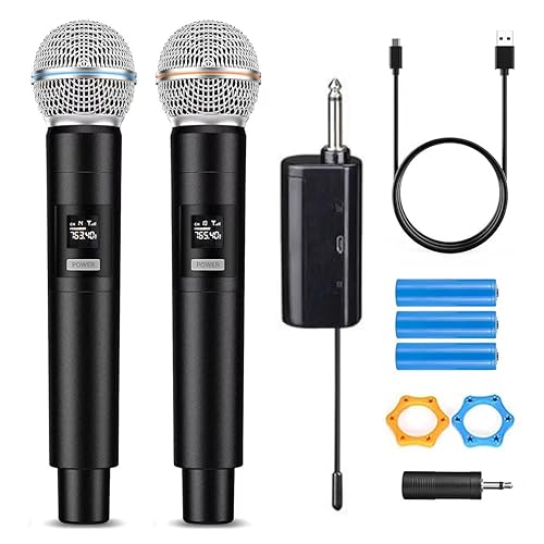 HUACAM Professional Karaoke Microphone Set, Dual Vocal Pickup, Easy Setup, USB Rechargeable, LED Display, Compatible with Karaoke Machines and More