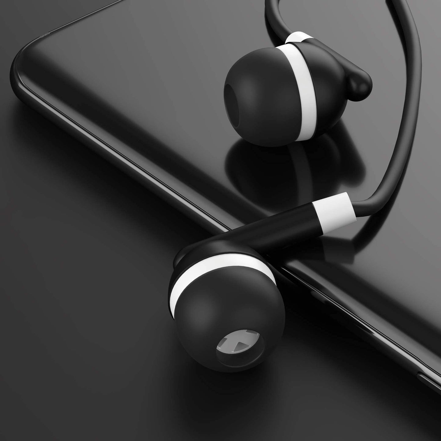 Maeline Bulk Earbuds with 3.5 mm Headphone Plug - 400 Pack Wholesale Bundle - Black