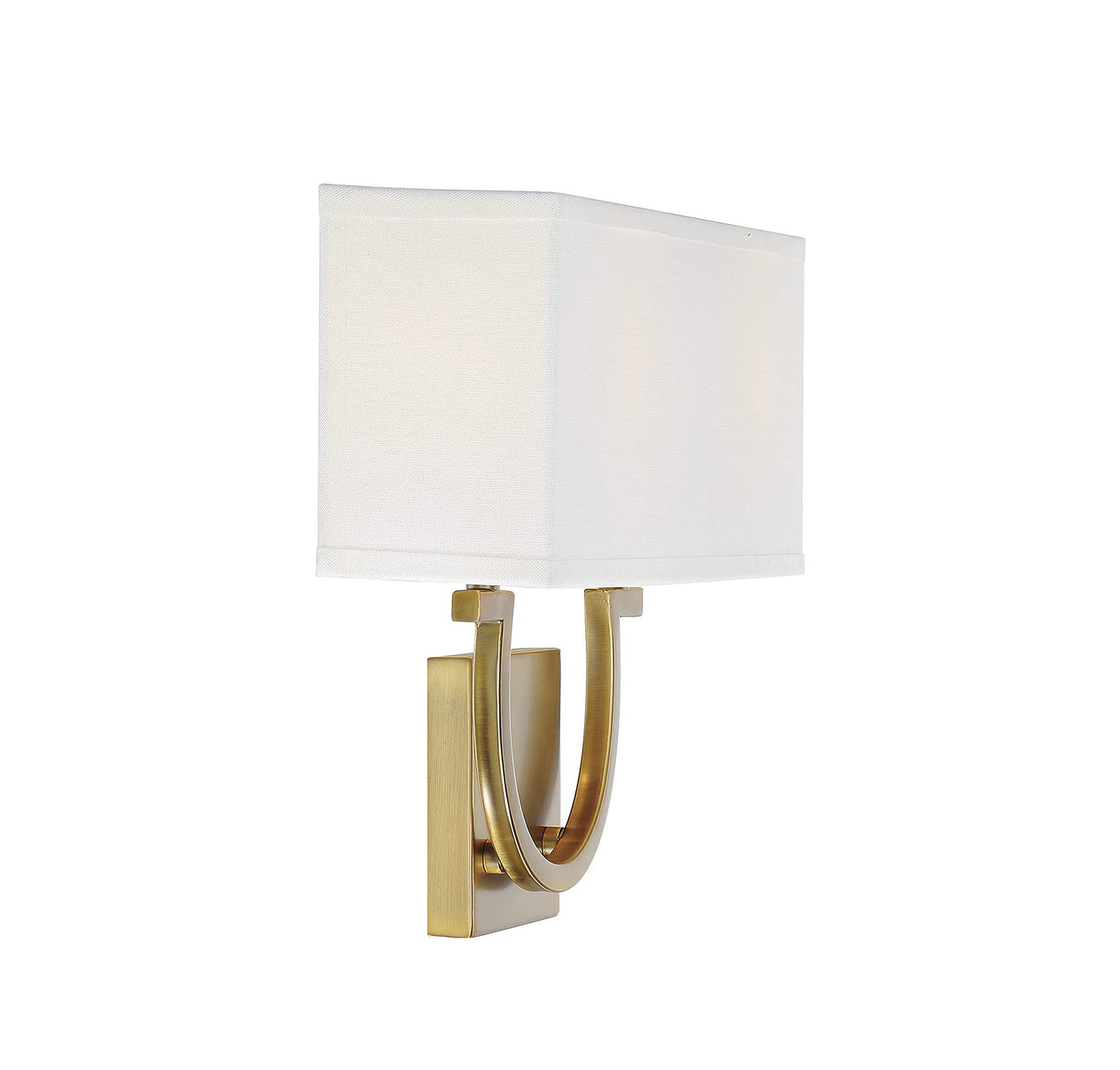 Savoy House 9-998-2-322 Rhodes Modern White Linen Wall Sconce, 2-Light 120 Total Watts, 12" H x 14" W, Warm Brass