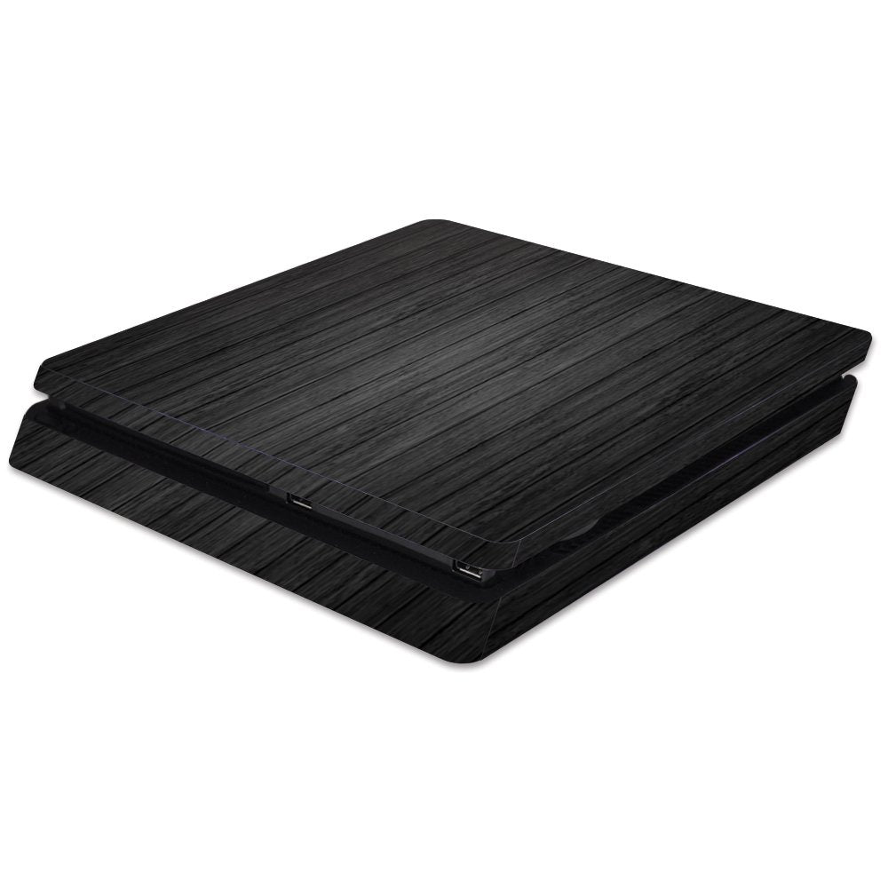 MightySkins Skin Compatible with Sony PS4 Slim Console - Black Wood | Protective, Durable, and Unique Vinyl Decal wrap Cover | Easy to Apply, Remove