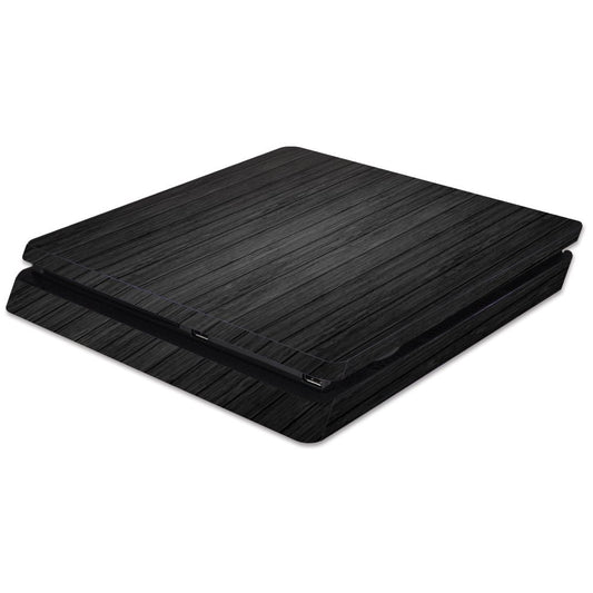 MightySkins Skin Compatible with Sony PS4 Slim Console - Black Wood | Protective, Durable, and Unique Vinyl Decal wrap Cover | Easy to Apply, Remove