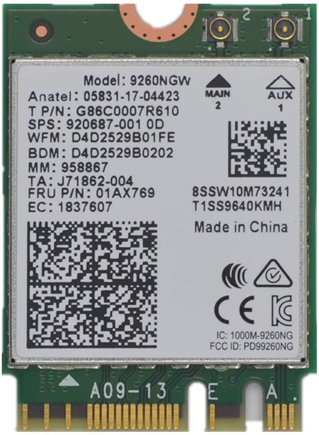 9260NGW WiFi Card | Dual Band Wireless 5 Upgrade | Up to 1.73Gbps | No vPro