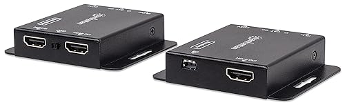 Manhattan 1080p HDMI Over Ethernet Extender Kit, Up to 50 m (164 ft.) with Single Cat6 Cable, Tx & Rx Modules, IR Support