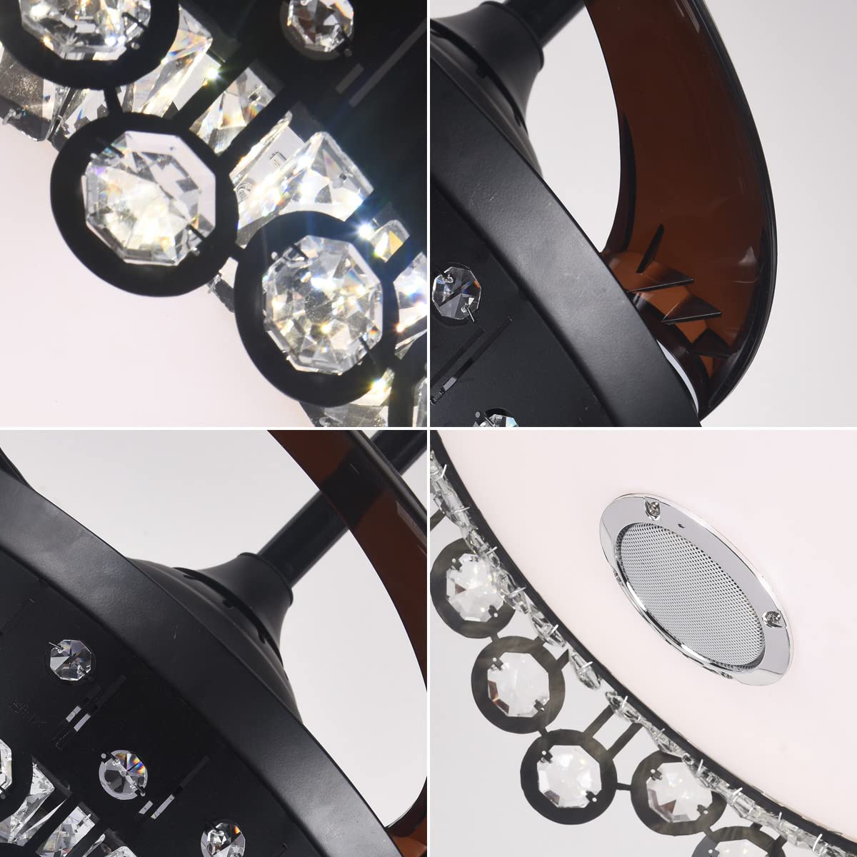 mfanchan 42 Inch Retractable Fan Ceiling Light, Fan Fandelier with Speaker