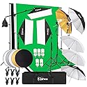 Kshioe Photography Lighting Kit, 6.5x10feet/2x3m Backdrops Stand Support System, 5 in 1 reflectors, 1600w 5500k Umbrellas Softbox Continuous Lighting
