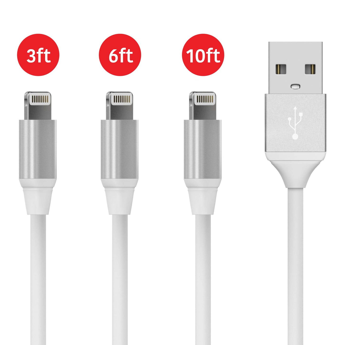 TalkWorks iPhone Charger Lightning Cable 3 Pack (3/6/10ft) Strain Relief Heavy Duty Cord MFI Certified for Apple iPhone 12, 12 Pro/Max, 12 Mini, 11…
