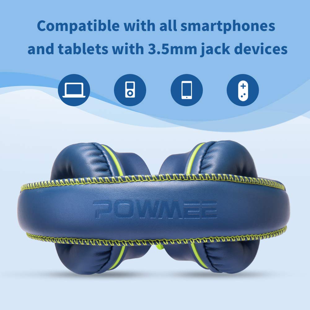 POWMEE M2 Kids Headphones Wired Headphone for Kids,Foldable Adjustable Stereo Tangle-Free,3.5MM Jack Wire Cord On-Ear Headphone