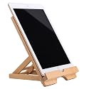 Collect Beauty Bamboo Tablet Stand Holder Adjustable Folding Wood iPad Stand with Chargeable Hole for Desk iPad Cooking Stand