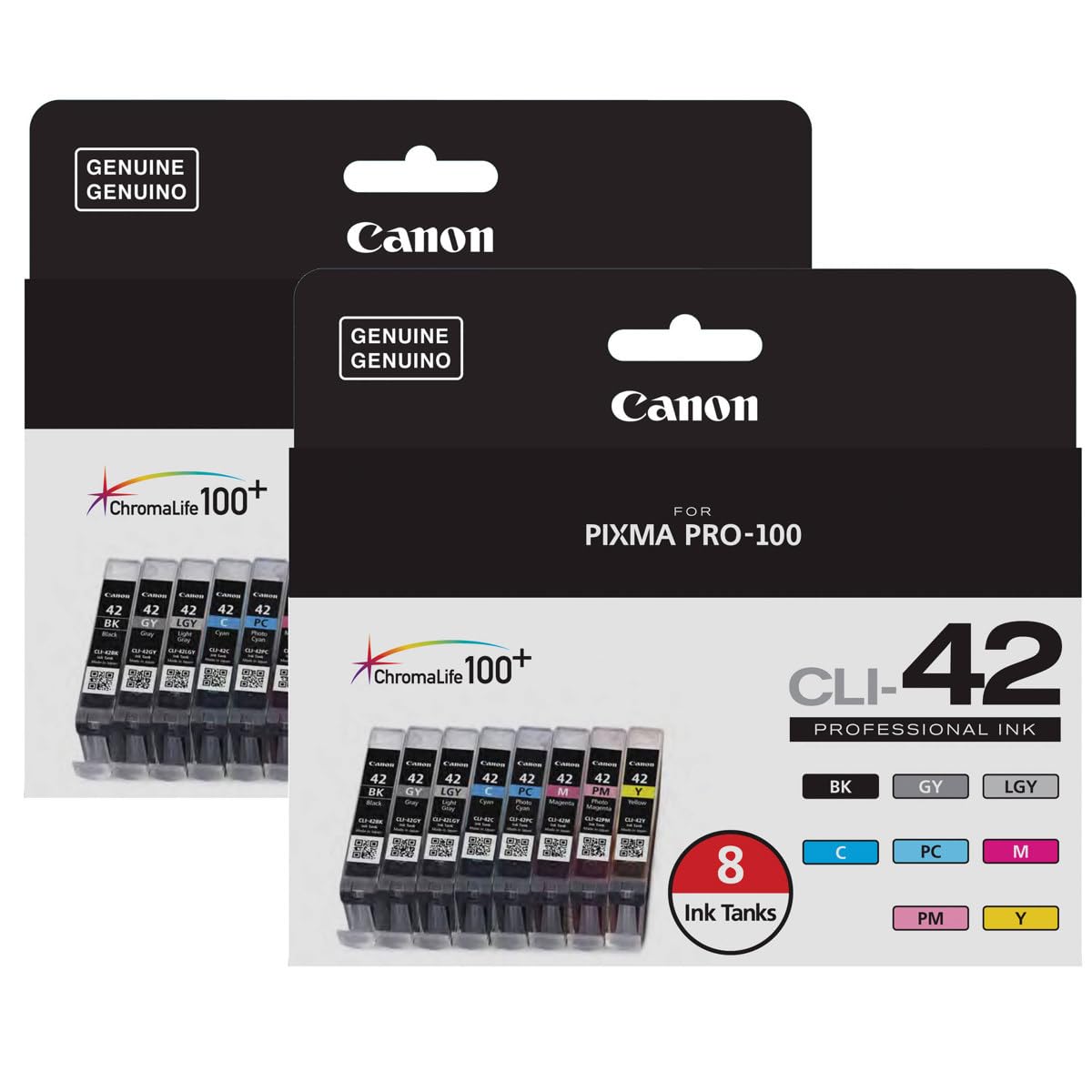 Canon CLI-42 8-Color Ink Tank Pack for Pixma PRO-100 Inkjet Photo Printer, 2-Pack