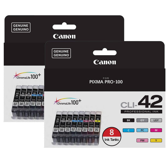 Canon CLI-42 8-Color Ink Tank Pack for Pixma PRO-100 Inkjet Photo Printer, 2-Pack