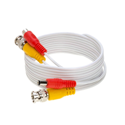 Cables Direct Online 10FT White Premade BNC Video Power Cable Extension Wire for CCTV, Security Camera, DVR, Surveillance System, All in One Plug