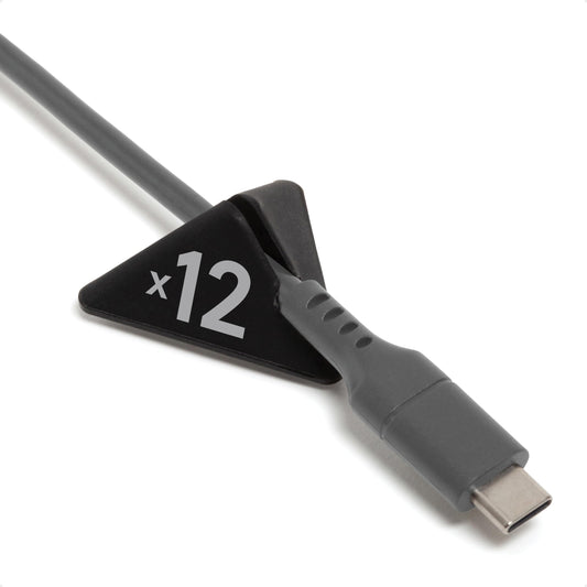 U Brands Adhesive Pyramid Cord Organizers, Set of 12 Cable Clips, Office Desk Accessories, Office Supplies, Soft Touch Matte Black