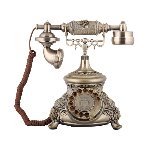 TelPal Retro Vintage Telephone, Bronze Antique Style Landline Home Phone, Decorative Old Fashioned Rotary Dial Desk Phones, Home Office Hotel