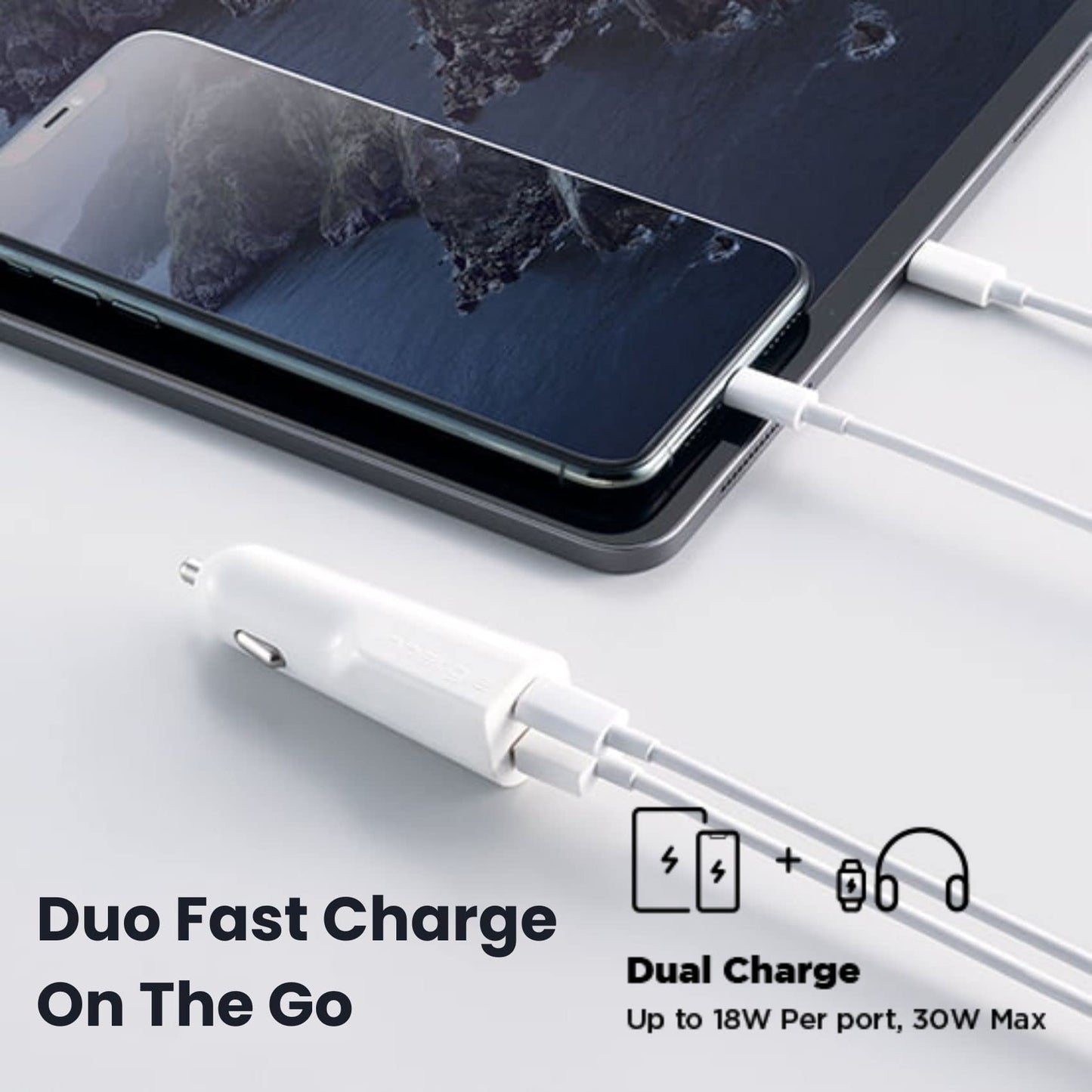 Innergie 30D USB C Car Charger, 30W Dual Port, USB-C and USB-A PD3.0/QC3.0 Fast Charging Cigarette Lighter for iPhone 17/16/15/14/13/12/11 Pro Max