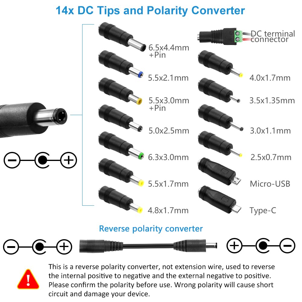 SHNITPWR 60W Universal Power Supply DC 3V 4V 4.5V 5V 6V 7V 7.5V 8V 9V 10V 11V 12V Adjustable Variable Power Adapter 100V-240V AC to DC Converter 1A…