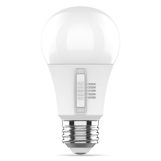 Goodlite A19 LED Bulb, 5 Color Selectable 3000K-3500K-4100K-5000K-6500K, 800 Lumens, 9W (60W Equivalent), High CRI, 5% Dimmable, UL Listed, Enclosed