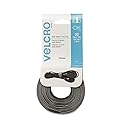 Velcro 94257 6 Pack 15in. x 1/2in. One Wrap Thin Ties, Black and Gray