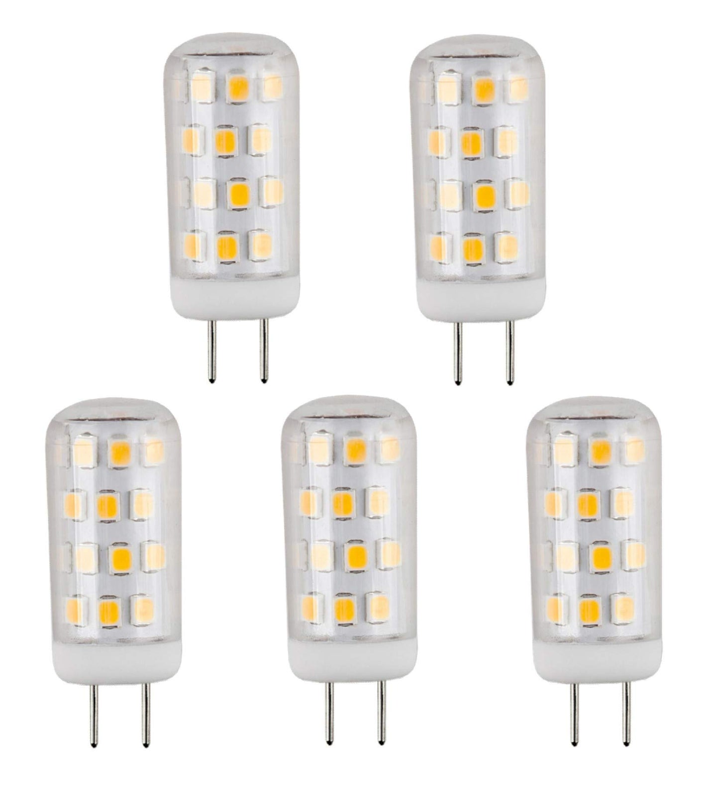CBconcept UL Listed, G8 LED Light Bulb (Standard 37mm Length), 5 Pack, 3 Watt, 310 Lumen, Not Dimmable, Pure White 6000K, 360 degree Beam Angle, 35W